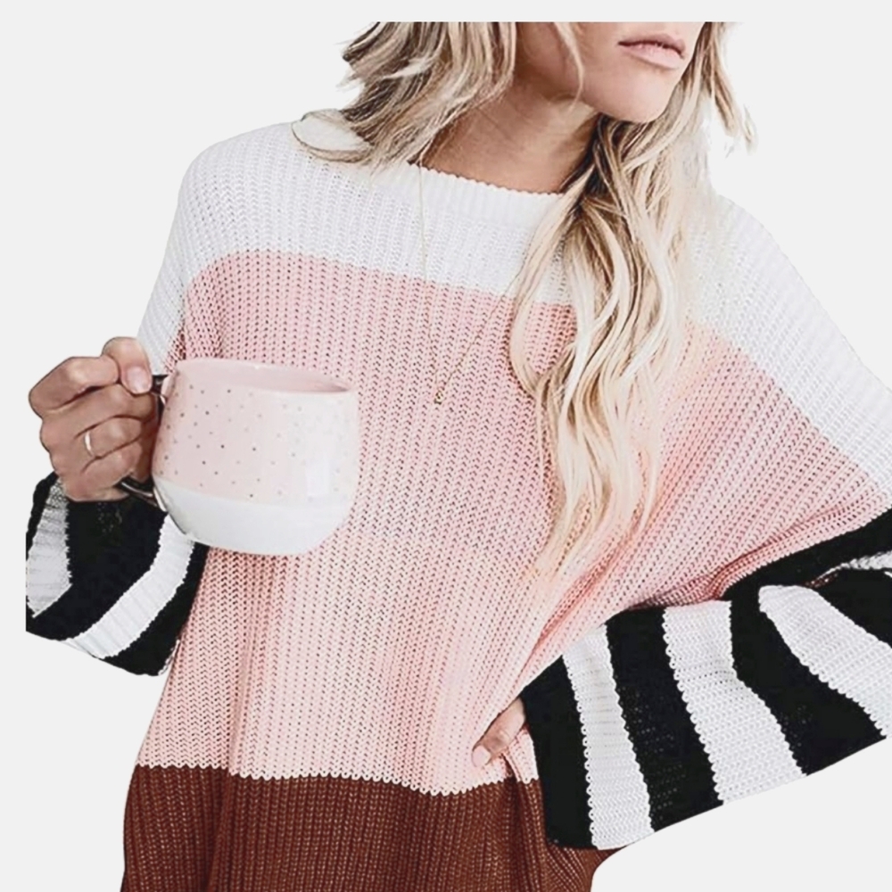 Zesica:LS Crew Neck, Drop Shoulder, Color Block Oversized Knit Pullover,NWT,Med